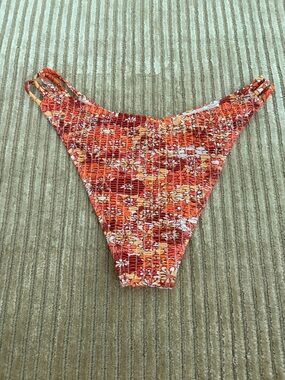 SHEIN Orange Red Floral High-Cut Bikini Bottom